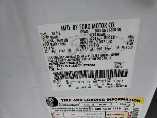 Photo 11 VIN: 1FTEW1CM6CFB29290 - FORD F150 SUPER 