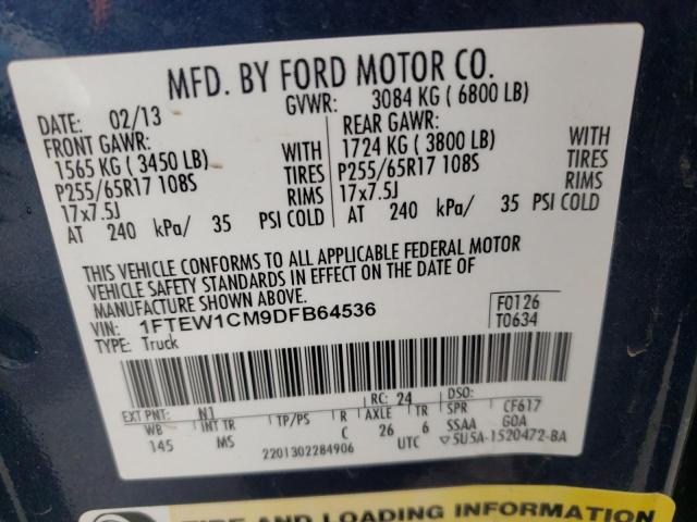 Photo 9 VIN: 1FTEW1CM9DFB64536 - FORD F150 SUPER 