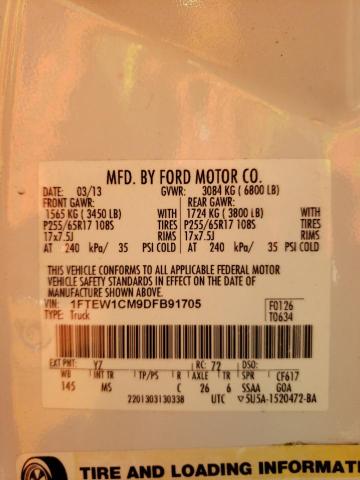 Photo 9 VIN: 1FTEW1CM9DFB91705 - FORD F150 SUPER 