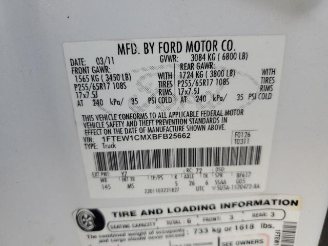 Photo 11 VIN: 1FTEW1CMXBFB25662 - FORD F150 SUPER 