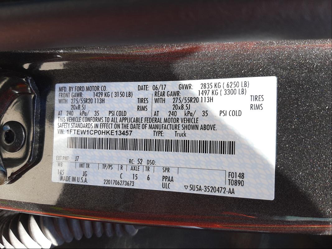 Photo 9 VIN: 1FTEW1CP0HKE13457 - FORD F150 SUPER 