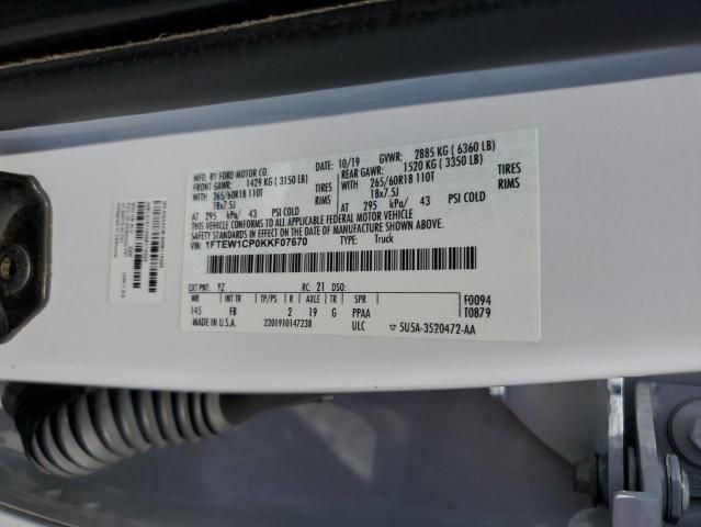 Photo 11 VIN: 1FTEW1CP0KKF07670 - FORD F150 SUPER 