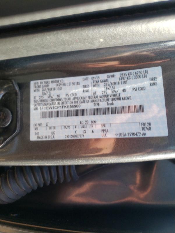 Photo 9 VIN: 1FTEW1CP1FKE56900 - FORD F150 SUPER 