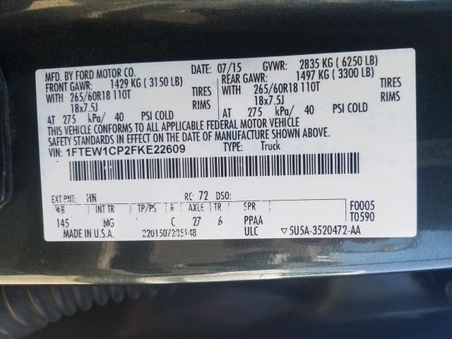 Photo 9 VIN: 1FTEW1CP2FKE22609 - FORD F150 SUPER 