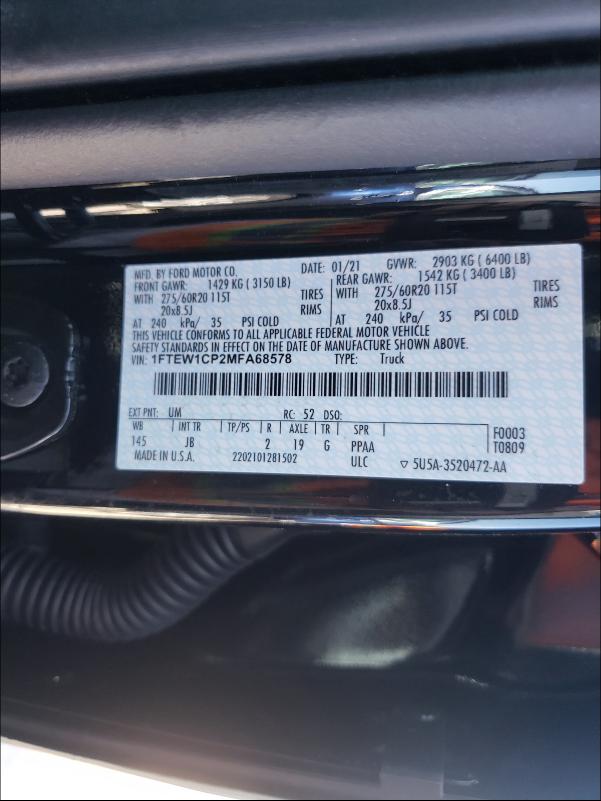 Photo 9 VIN: 1FTEW1CP2MFA68578 - FORD F150 SUPER 