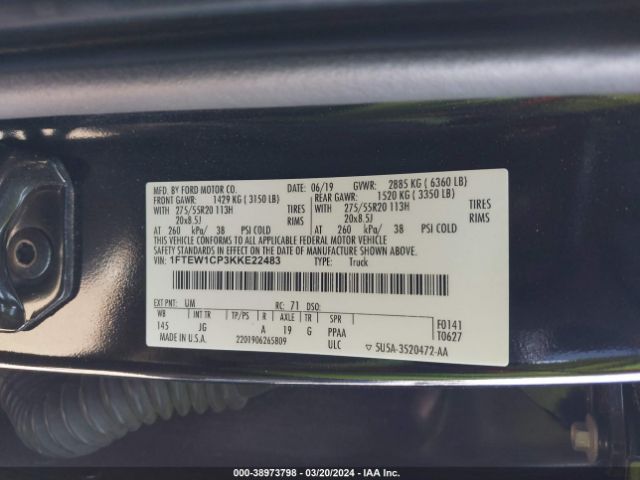 Photo 8 VIN: 1FTEW1CP3KKE22483 - FORD F-150 