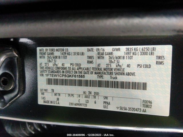 Photo 8 VIN: 1FTEW1CP5GKF61585 - FORD F-150 