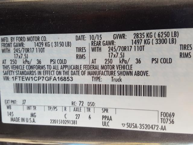 Photo 9 VIN: 1FTEW1CP7GFA16853 - FORD F150 SUPER 