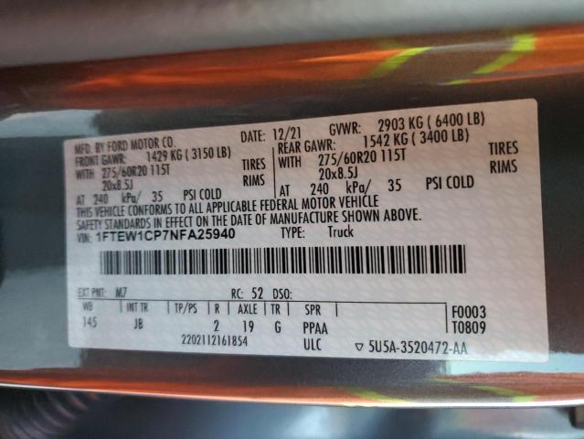 Photo 12 VIN: 1FTEW1CP7NFA25940 - FORD F150 SUPER 