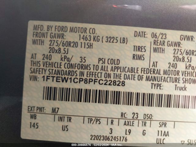 Photo 8 VIN: 1FTEW1CP8PFC22828 - FORD F-150 