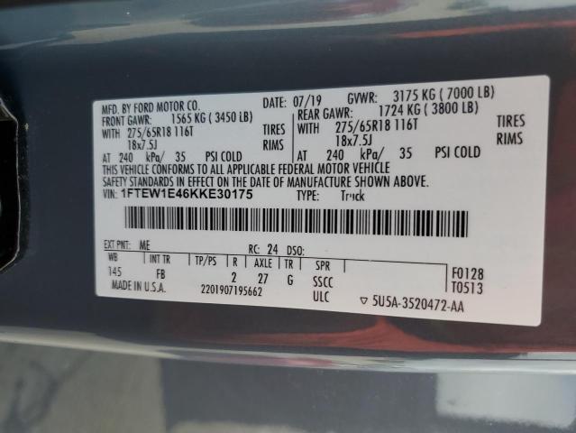 Photo 11 VIN: 1FTEW1E46KKE30175 - FORD F150 SUPER 