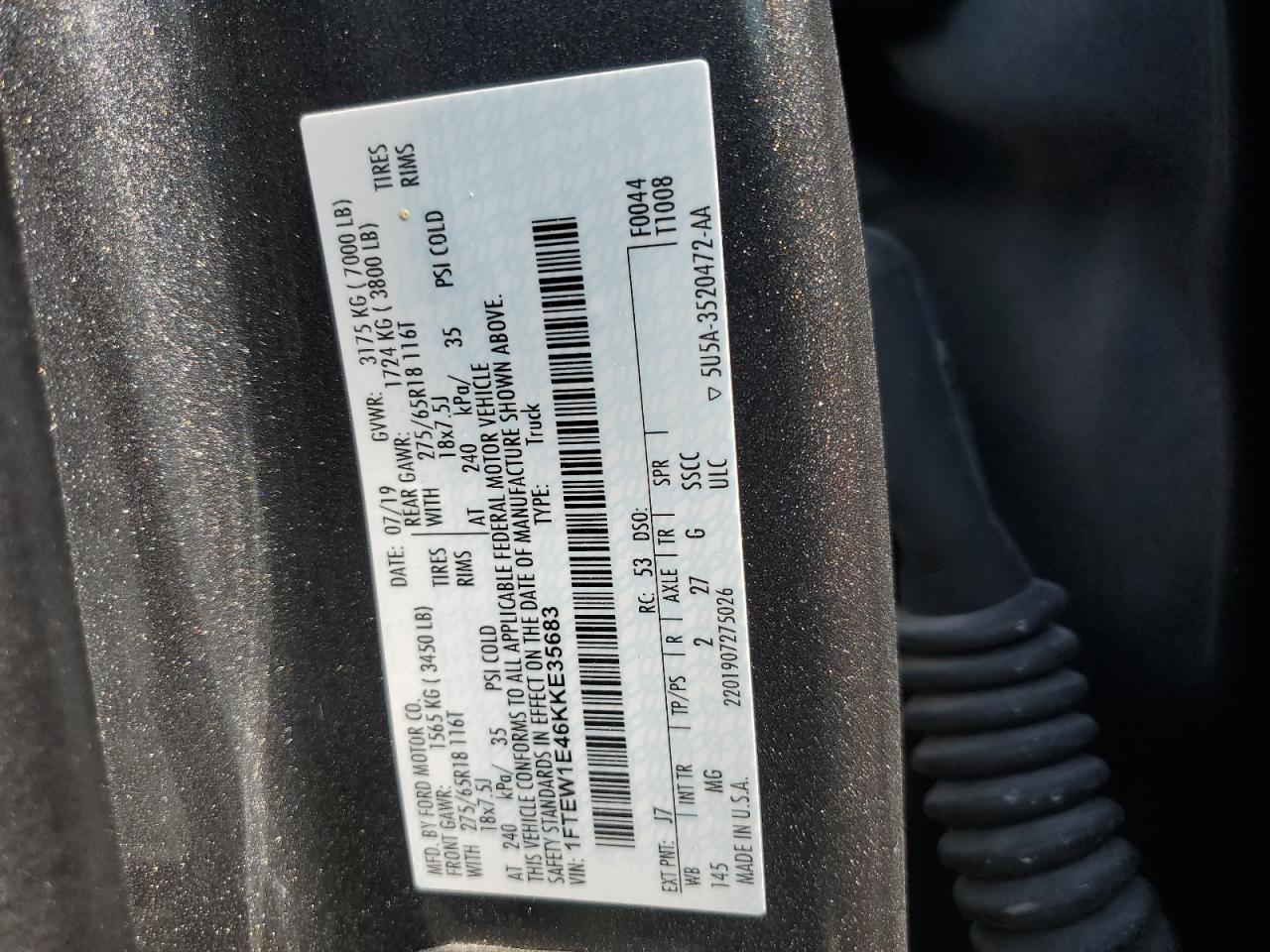 Photo 11 VIN: 1FTEW1E46KKE35683 - FORD F-150 