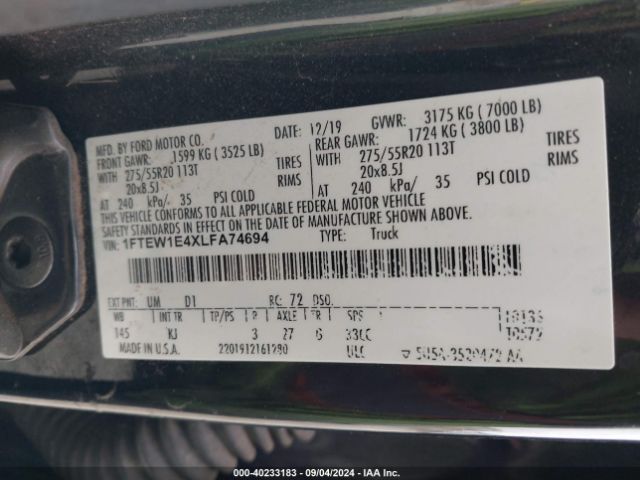 Photo 8 VIN: 1FTEW1E4XLFA74694 - FORD F-150 