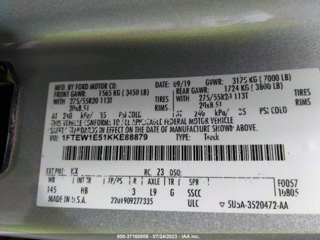 Photo 8 VIN: 1FTEW1E51KKE88879 - FORD F-150 