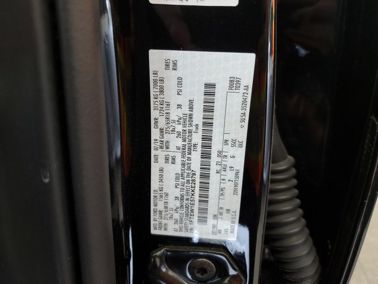 Photo 11 VIN: 1FTEW1E57KKE28797 - FORD F-150 