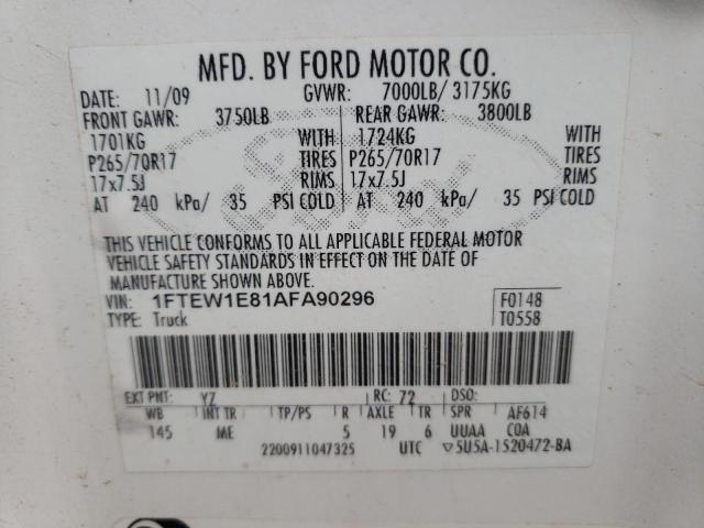 Photo 9 VIN: 1FTEW1E81AFA90296 - FORD F150 SUPER 