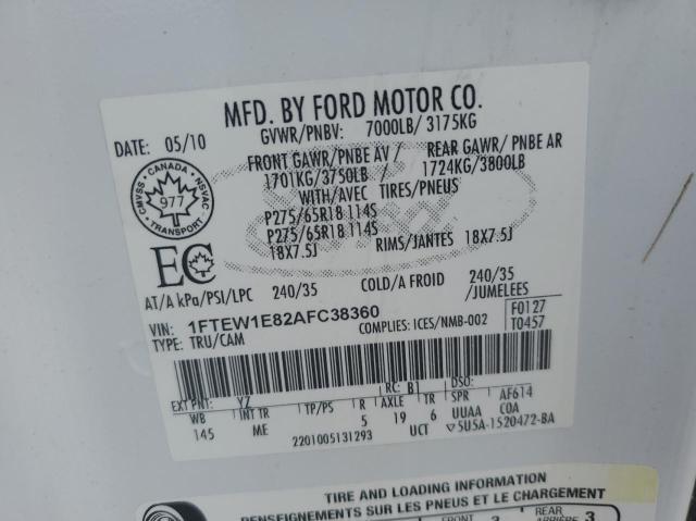 Photo 9 VIN: 1FTEW1E82AFC38360 - FORD F150 SUPER 