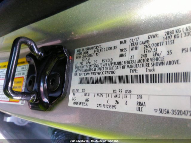 Photo 8 VIN: 1FTEW1E87HKC75700 - FORD F-150 