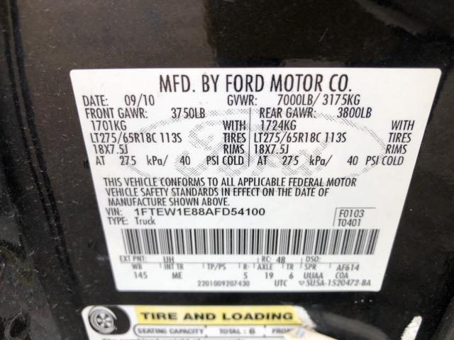 Photo 9 VIN: 1FTEW1E88AFD54100 - FORD F150 SUPER 