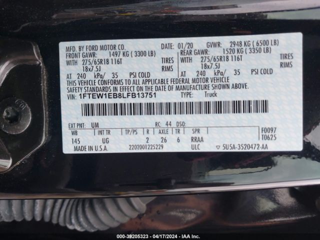 Photo 8 VIN: 1FTEW1EB8LFB13751 - FORD F150 