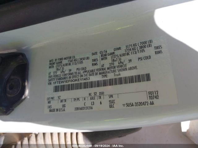 Photo 8 VIN: 1FTEW1EF0GKE11453 - FORD F-150 