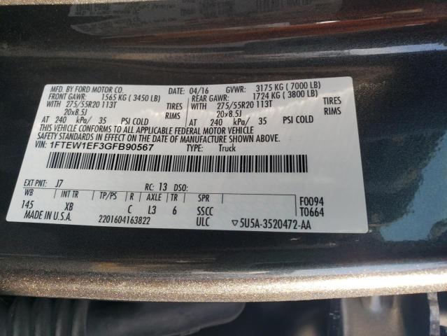 Photo 12 VIN: 1FTEW1EF3GFB90567 - FORD F150 SUPER 