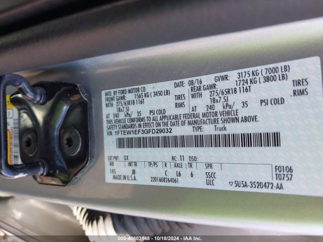 Photo 8 VIN: 1FTEW1EF3GFD29032 - FORD F-150 