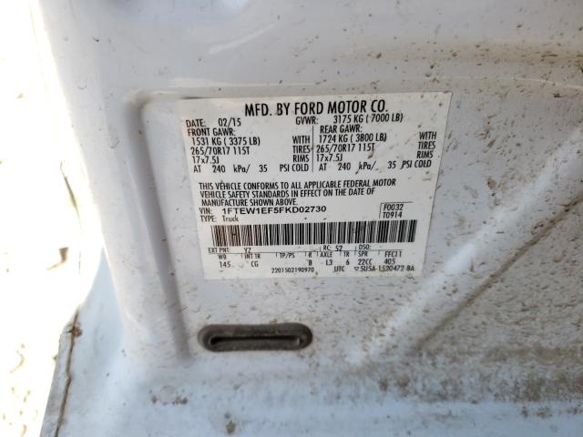 Photo 9 VIN: 1FTEW1EF5FKD02730 - FORD F150 SUPER 