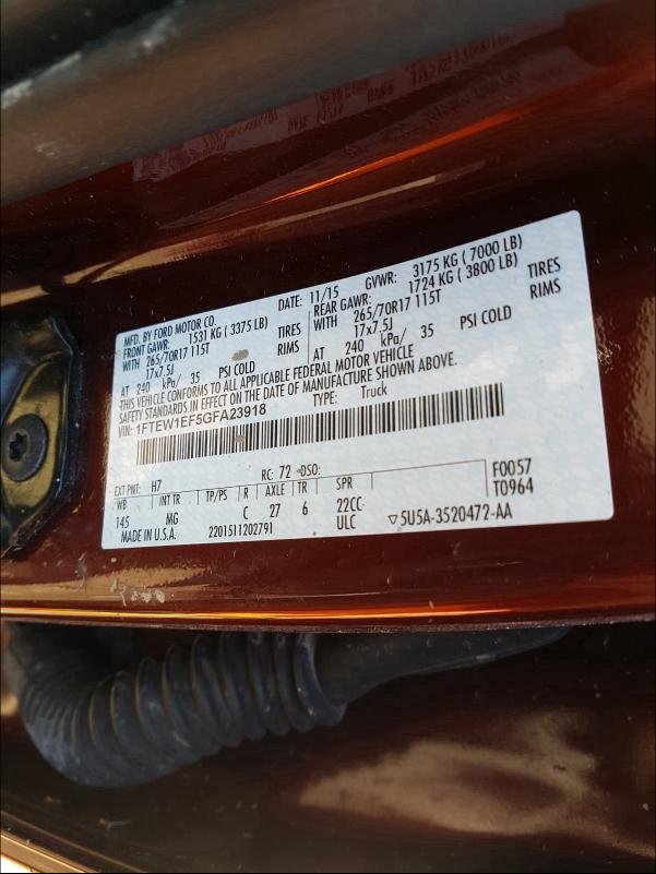 Photo 9 VIN: 1FTEW1EF5GFA23918 - FORD F150 SUPER 