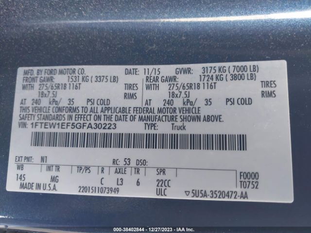 Photo 8 VIN: 1FTEW1EF5GFA30223 - FORD F-150 