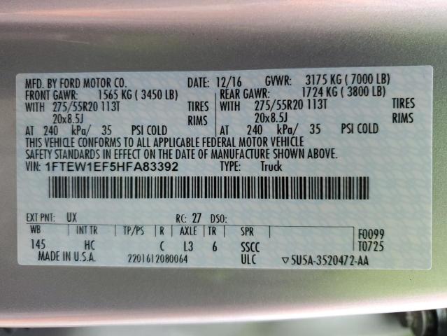 Photo 11 VIN: 1FTEW1EF5HFA83392 - FORD F150 SUPER 