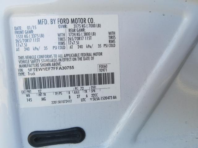 Photo 9 VIN: 1FTEW1EF7FFA30755 - FORD F150 SUPER 