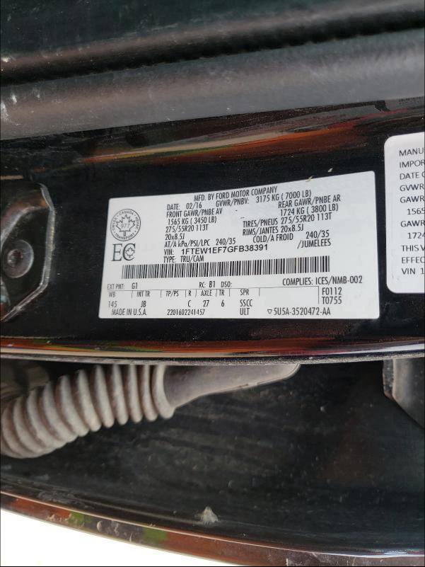 Photo 9 VIN: 1FTEW1EF7GFB38391 - FORD F150 SUPER 