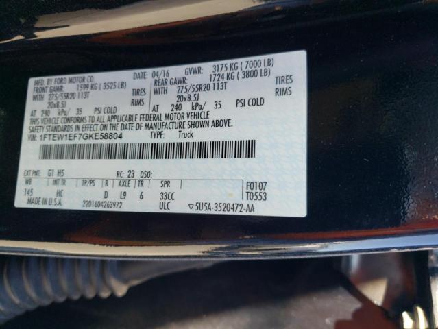 Photo 12 VIN: 1FTEW1EF7GKE58804 - FORD F-150 