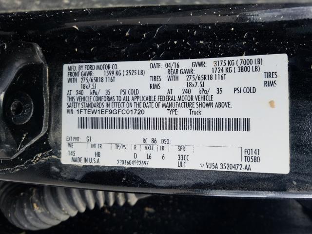 Photo 9 VIN: 1FTEW1EF9GFC01720 - FORD F150 SUPER 