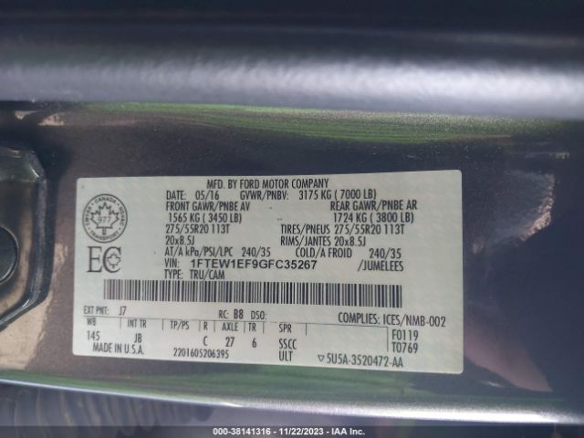 Photo 8 VIN: 1FTEW1EF9GFC35267 - FORD F150 