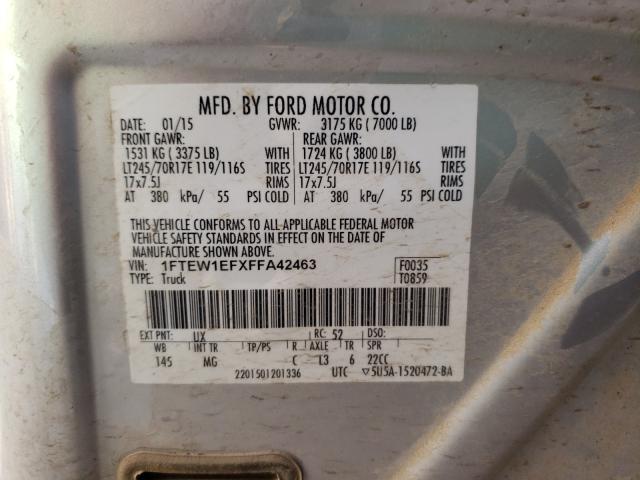 Photo 9 VIN: 1FTEW1EFXFFA42463 - FORD F150 SUPER 