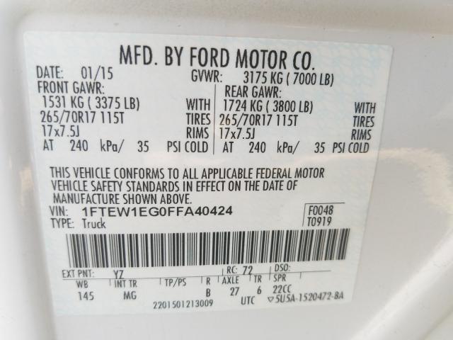 Photo 9 VIN: 1FTEW1EG0FFA40424 - FORD F150 SUPER 