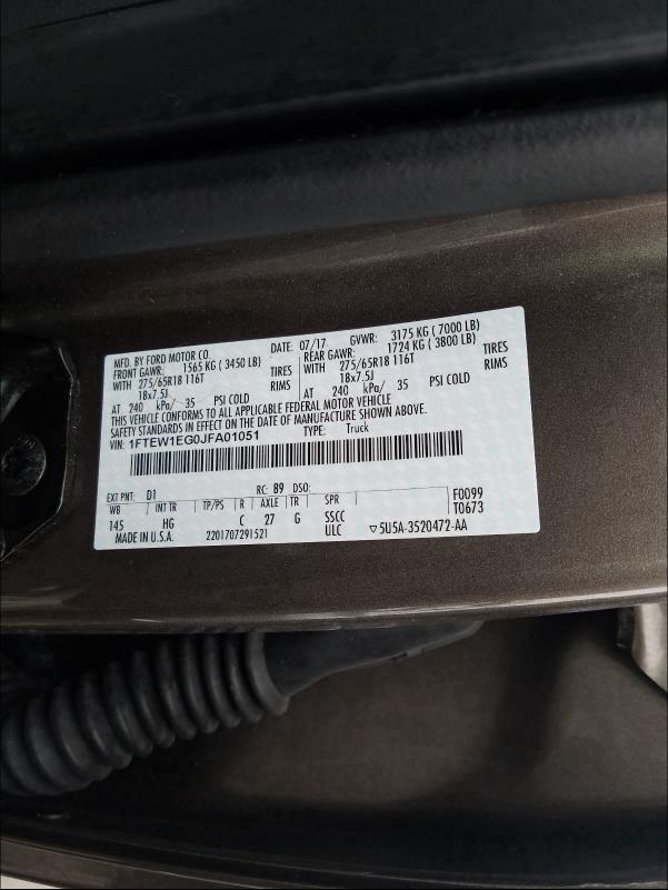 Photo 9 VIN: 1FTEW1EG0JFA01051 - FORD F150 SUPER 