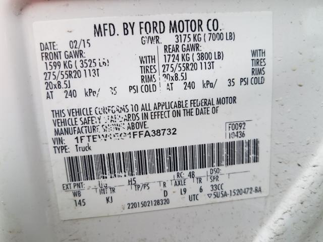 Photo 9 VIN: 1FTEW1EG1FFA38732 - FORD F150 SUPER 