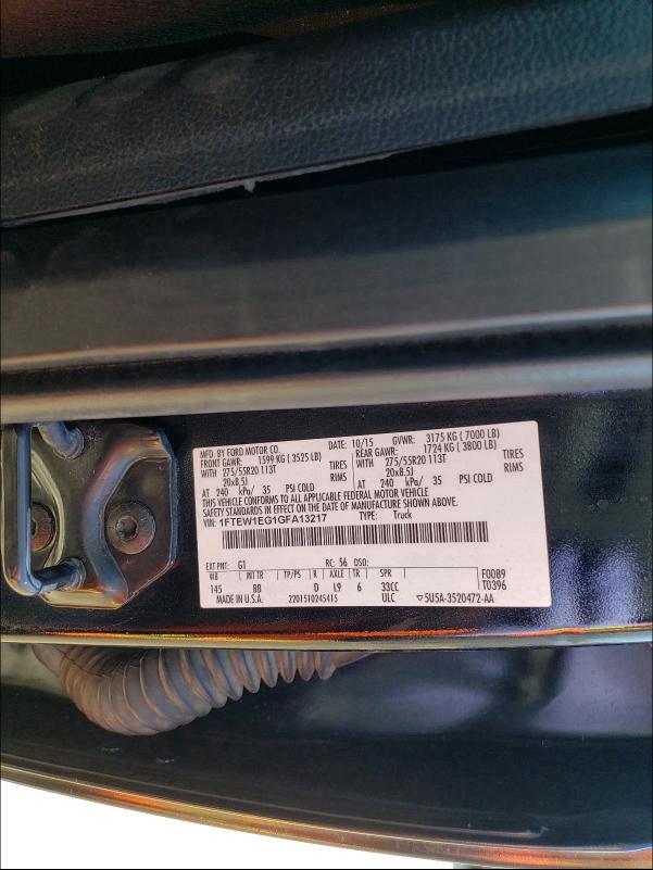 Photo 9 VIN: 1FTEW1EG1GFA13217 - FORD F150 SUPER 