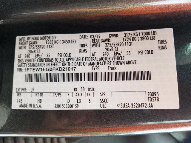 Photo 9 VIN: 1FTEW1EG2FKD21017 - FORD F150 SUPER 