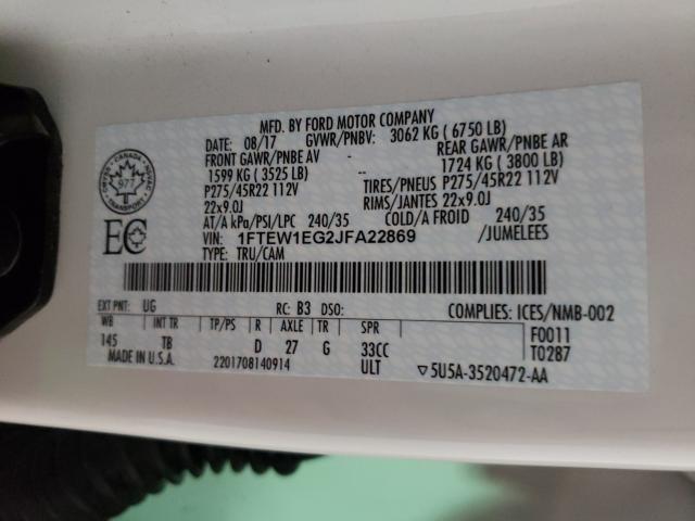 Photo 9 VIN: 1FTEW1EG2JFA22869 - FORD F 150 