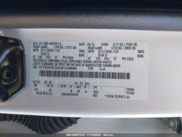 Photo 8 VIN: 1FTEW1EG3GFC04086 - FORD F-150 