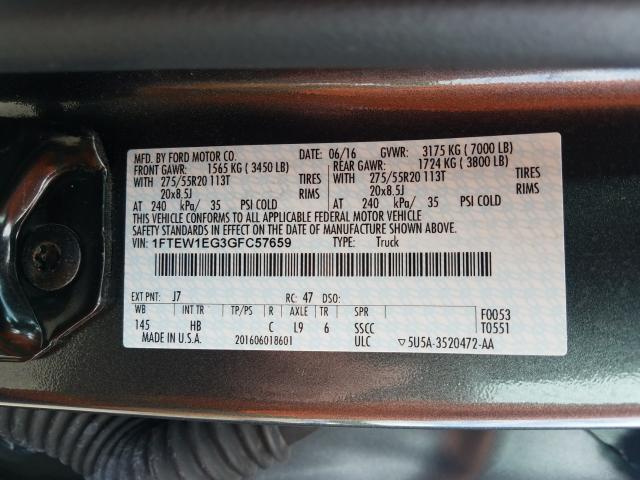 Photo 9 VIN: 1FTEW1EG3GFC57659 - FORD F150 SUPER 