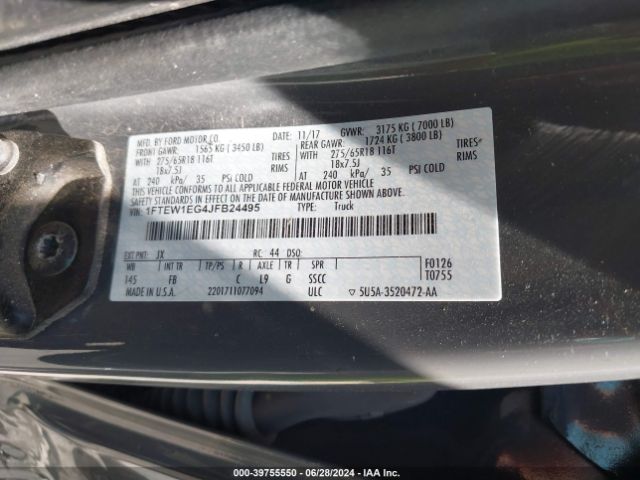 Photo 8 VIN: 1FTEW1EG4JFB24495 - FORD F-150 