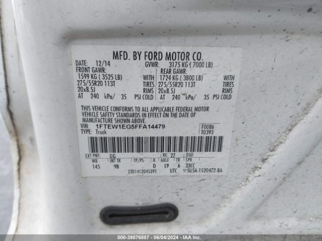 Photo 8 VIN: 1FTEW1EG5FFA14479 - FORD F-150 