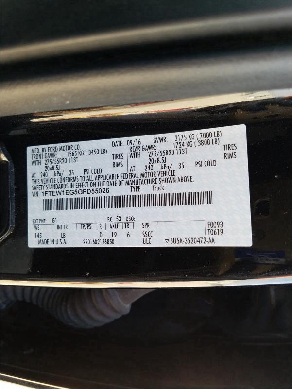 Photo 9 VIN: 1FTEW1EG5GFD55026 - FORD F150 SUPER 