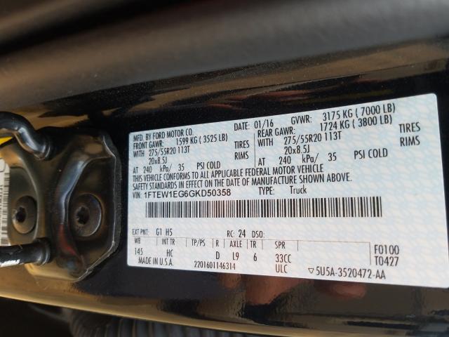 Photo 9 VIN: 1FTEW1EG6GKD50358 - FORD F150 SUPER 