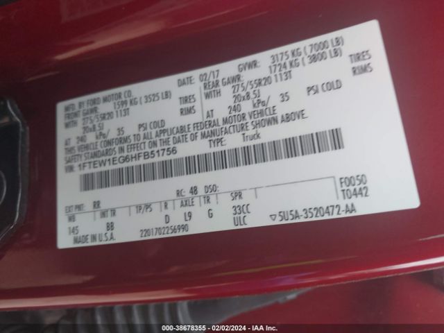 Photo 8 VIN: 1FTEW1EG6HFB51756 - FORD F-150 